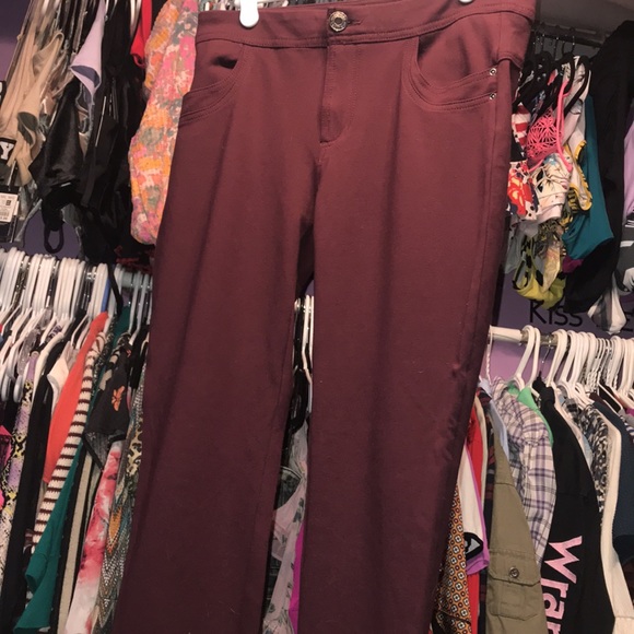 NWOT Maurice’s burgundy jeggings skinny  leggings jeans stretch jegging tights - Picture 4 of 11